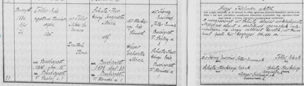 Teller Ede és Schütz-Harkányi Auguszta házassági bejegyzése